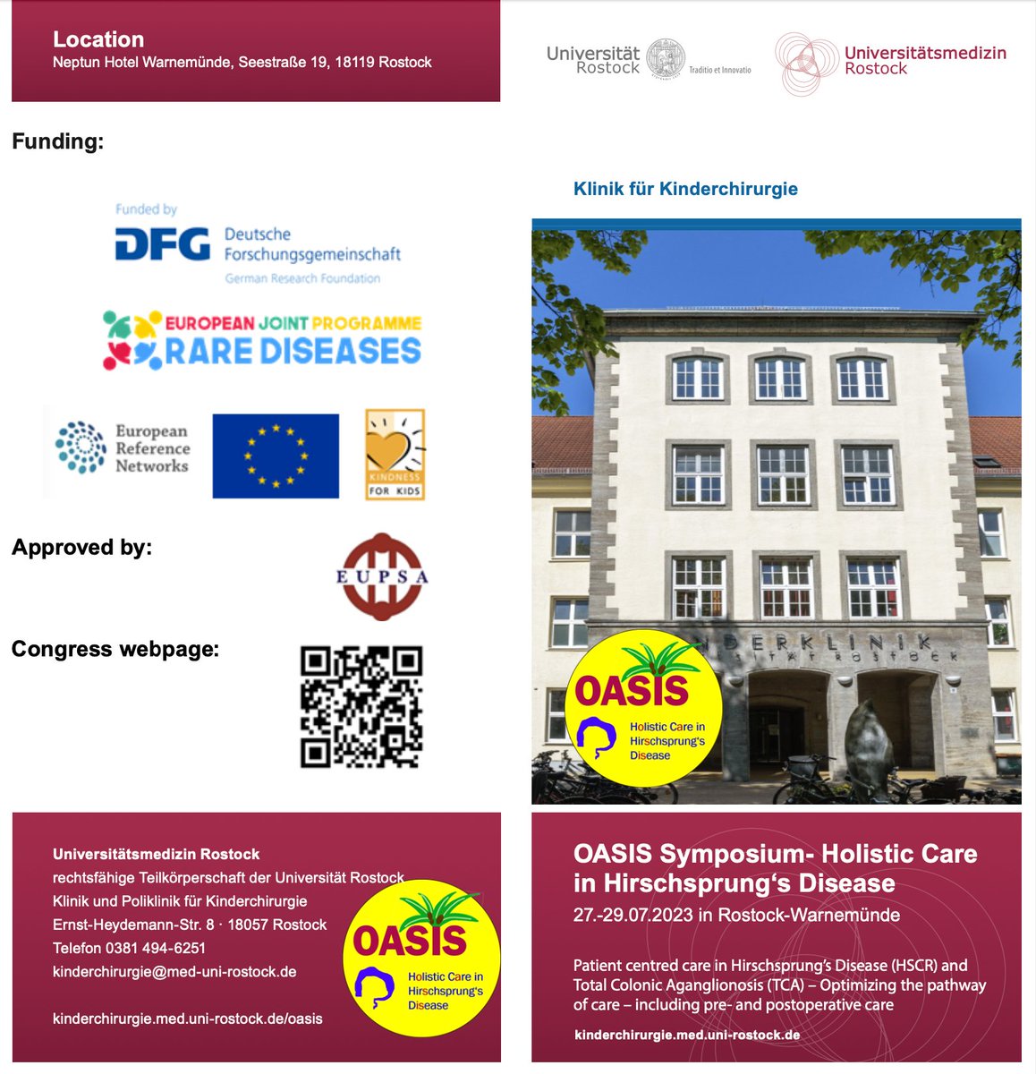 3 weeks till the 'OASIS Summer Symposium Holistic Care in Hirschsprungs Disease ' starts Register here forms.gle/as8wtuAfoFfUec… Swimming included @EupsaSurgeons @EupsaOffice @InUteroTherapy @PaedSurgJoe @EUPSA_EO @DCKongress @SaioaSantiagoMD