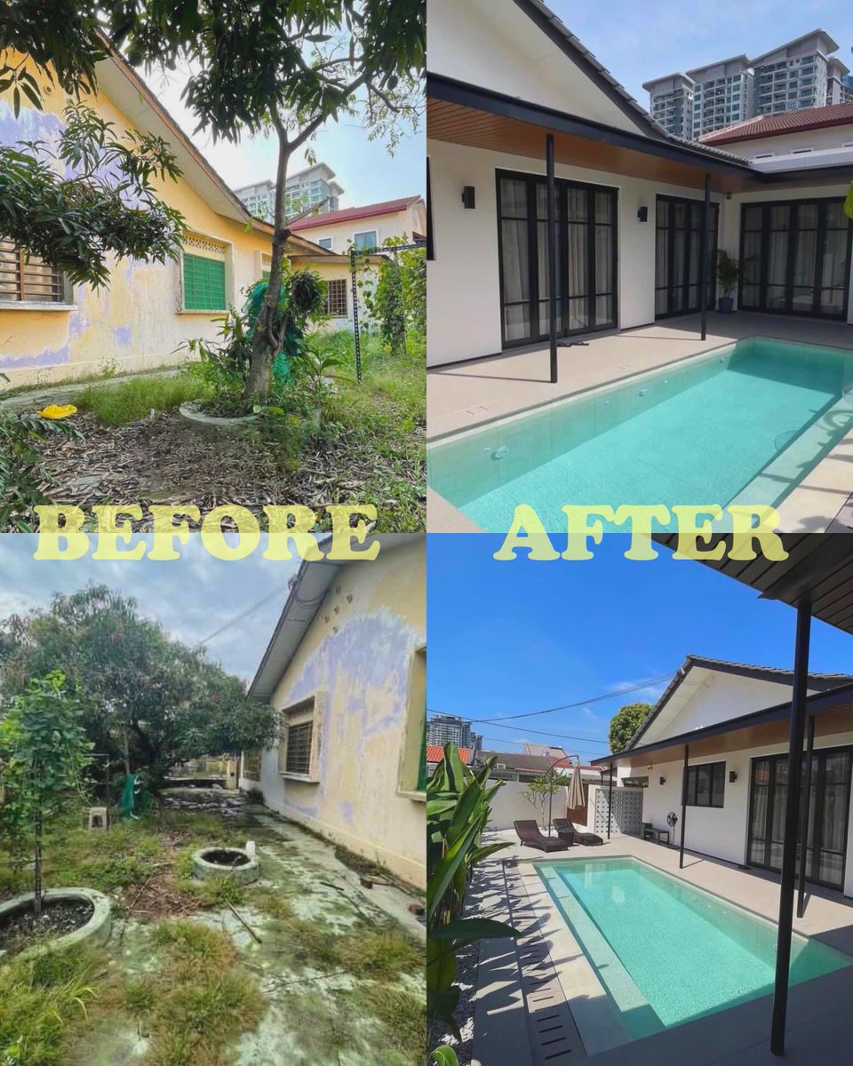 Tojimato's tweet photo. RENOVATE WITH LOVE—
Rumah teres corner lot setingkat berusia 50 tahun di Kuala Lumpur ini diberi nafas baru, lengkap dengan kolam renang. 

Itulah keistimewaan membeli landed property dengan sedikit kawasan tanah milik sendiri. 

PART 1
More photos in thread: https://t.co/yQkRrsfraW