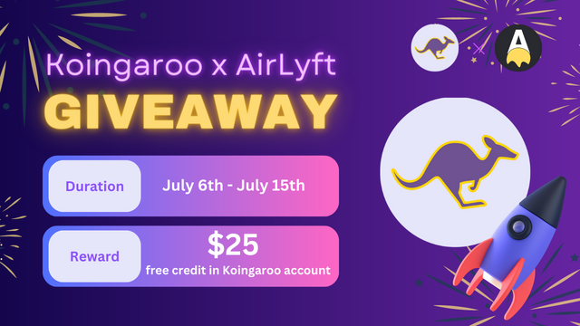 🥳We are excited to launch an Invest-to-Earn Giveaway Campaign on <a href="/airlyftone/">AirLyft.One</a> to keep the momentum going!🔥

Complete the quests and get a chance to be rewarded with 🎁free credit in Koingaroo account!

✅Join here: airlyft.one/koingaroo/inve…