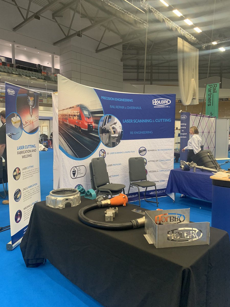 HolbroE's tweet photo. The team last night setting up for today’s Rolling Stock Networking Event in Derby making sure we’re ready to meet current and future customers and suppliers today. 
Come and say hello at stand G5. https://t.co/Xb6NPkc7Rx