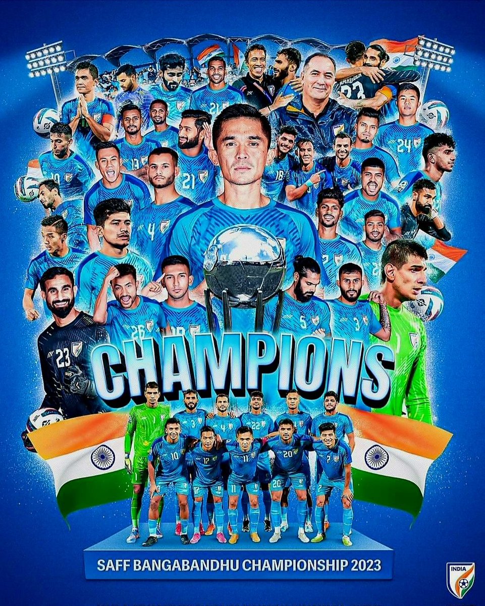 Congratulations to our Indian Football Team.. 🎉🇮🇳 What a proud moment for all the Indians 🙌🏻🏆
#Indian #Football #Team #Congratulations 
#SAFFChampionship2023 #FootballVictory
#BlueTigers