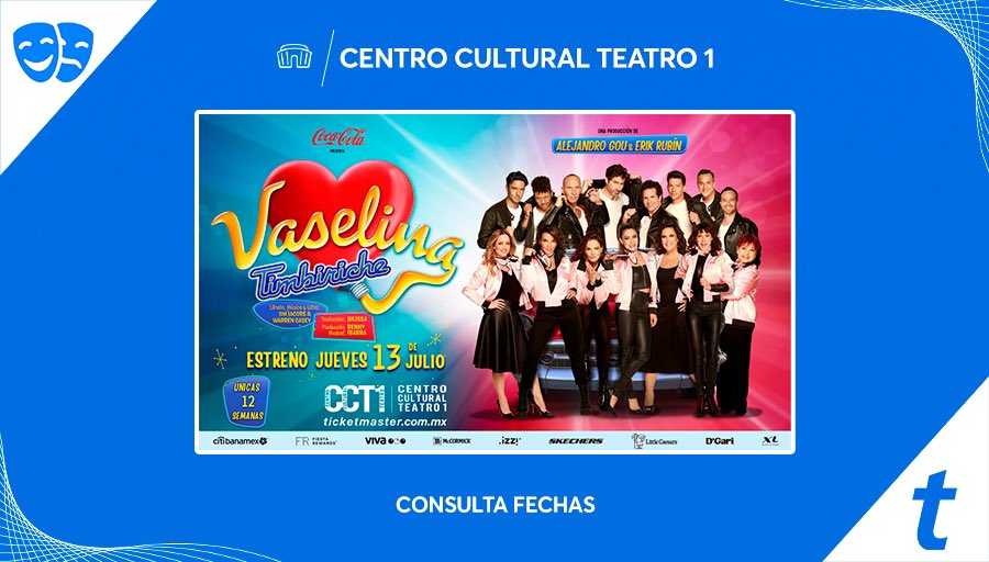 V a s e l i n a 🎭.
👉🏻CCT1 Centro Cultural Teatro 1.
CDMX.  Estreno Jueves 13 de Julio 2023.

Funciones: Jueves, Viernes, Sábado y Domingo. 
No se lo pueden perder. 
<a href="/bennyibarra/">Benny Ibarra De Llano</a> 🙌🏻 :).