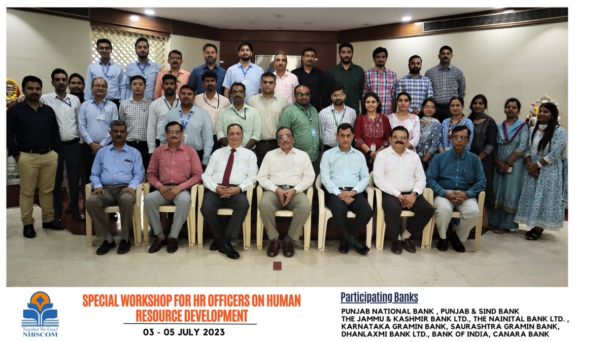 Nibscom_Noida's tweet photo. Special Workshop for HR Officers on Human Resource Development (03-07-2023 to 05-07-2023)

#PNB #PSB #JKBank #CanaraBank #BankofIndia #dhanlakshmibank #karnatakagramin #saurashtragramin #NainitalBank https://t.co/D8T0aThlsa