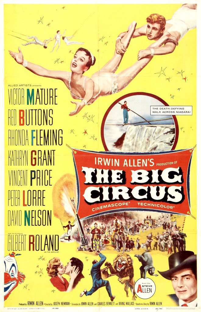FilmNewsNos's tweet image. 🎬MOVIE HISTORY: 64 years ago today, July 5, 1959, the movie ‘The Big Circus’ opened in theaters!

#VictorMature #RedButtons #RhondaFleming #KathrynBrant #VincentPrice #GilbertRoland #PeterLorre #DavidNelson #AdeleMara #HowardMcNear #JosephNewman