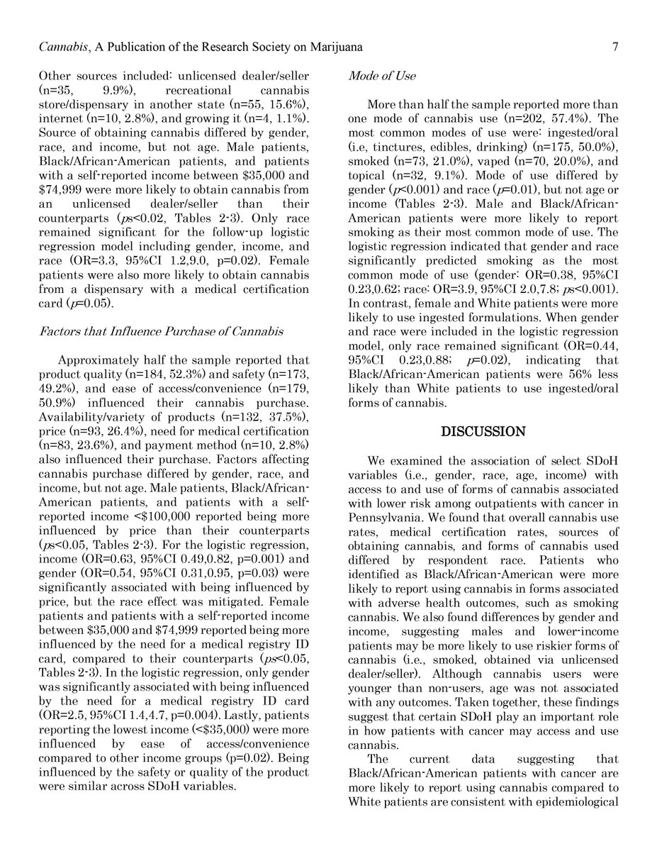 CCH2OHOME's tweet photo. Article "Social Determinants of Health Associated with How Cannabis is Obtained and Used in Patients with Cancer Receiving Care at a Cancer Treatment Center in Pennsylvania" P. 5-8 #cannabis #cancer #medicalmarijuana https://t.co/CLnLnvwOgc
