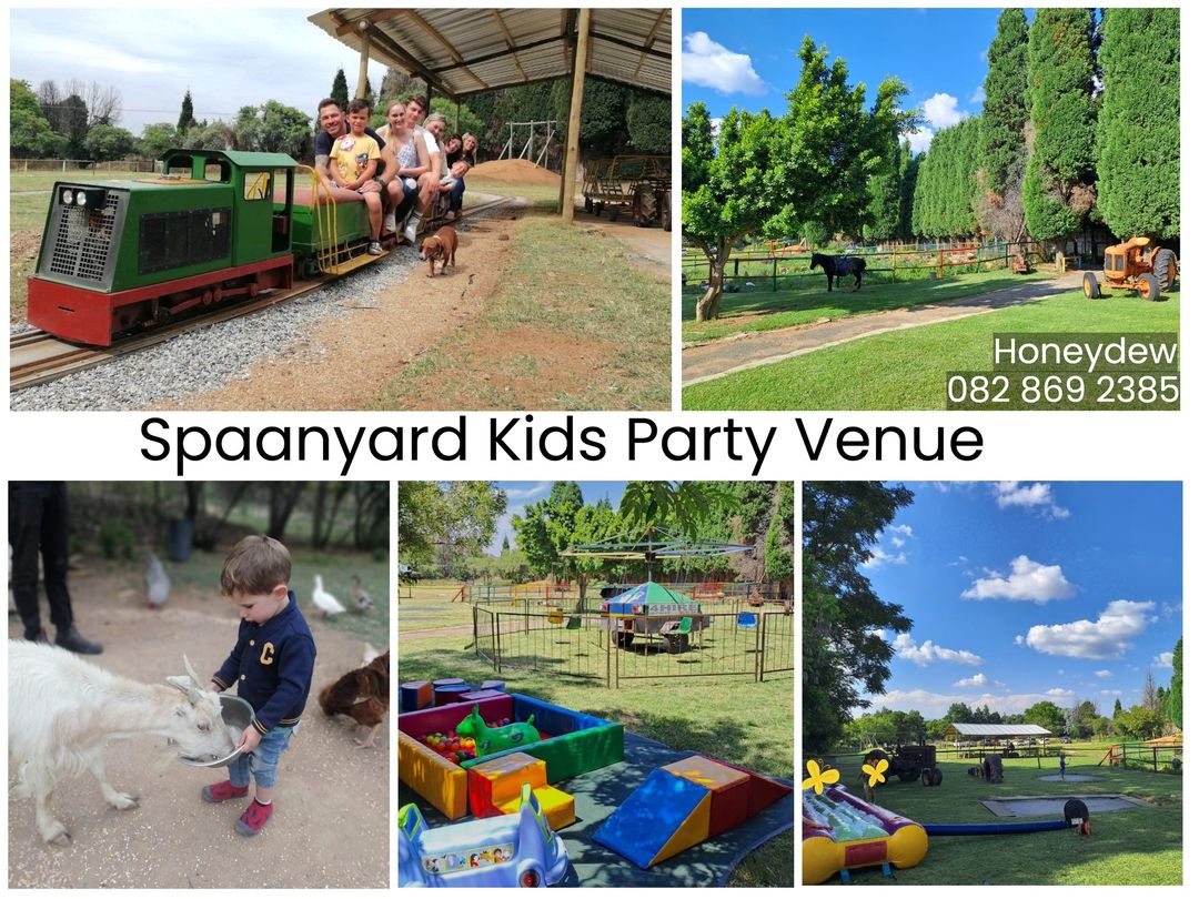 Farmyard party fun with a petting zoo, tractor &amp; pony rides, zipline, swings and more.  Braai and picnic facilities make this awesome Honeydew venue ideal for parties or any function. Enquire here: jozikids.co.za/listing/spaany…