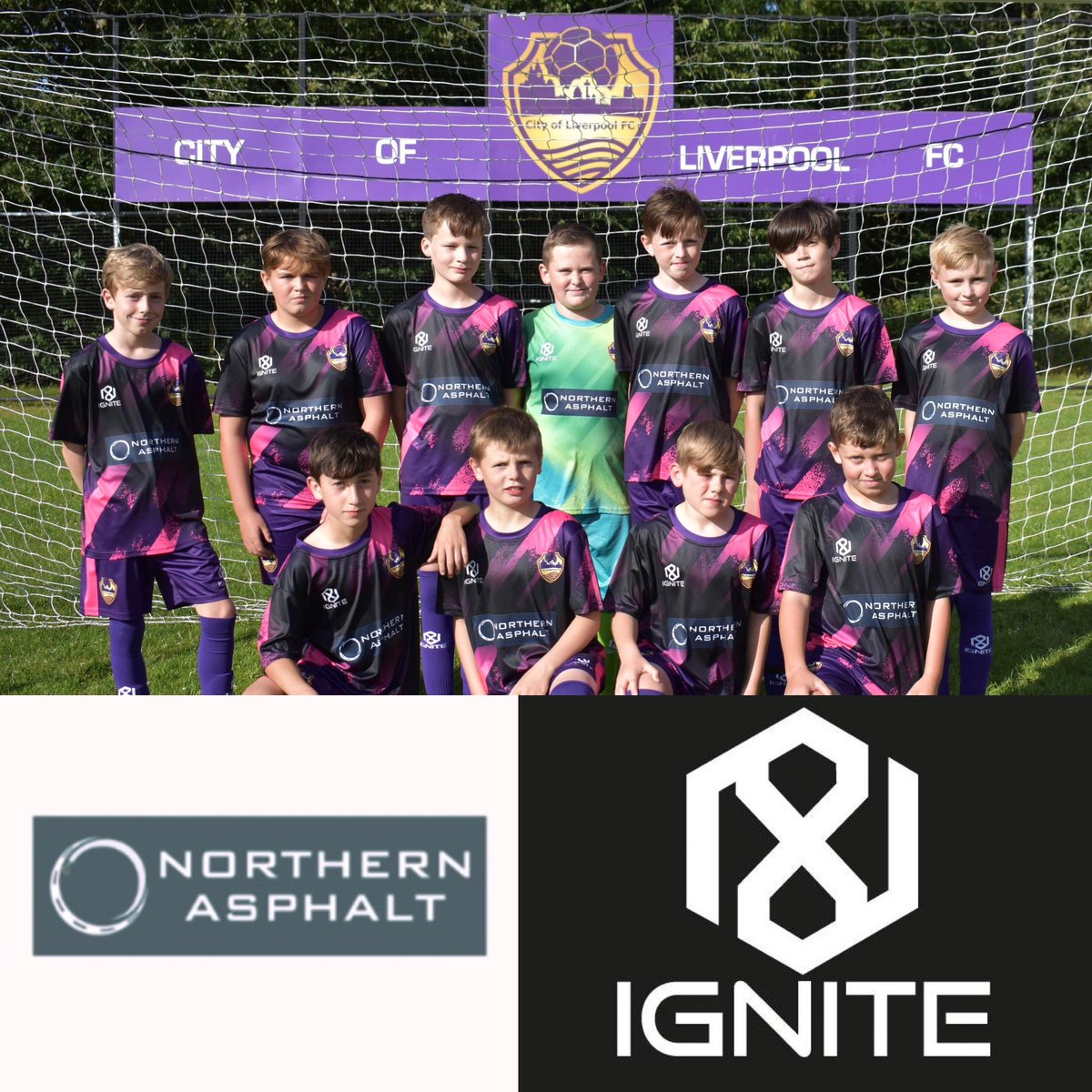 Shout out to our kit sponsor Northern Asphalt, it’s massively appreciated. Also to our kit designer @IgniteApparelUK superb service from start to finish. If anyone is looking for a bespoke kit then look no further, now on to our away kit! 💜💛