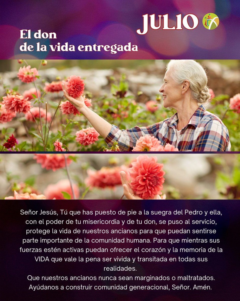 Como <a href="/Fam_Janeriana/">FAMILIA JANERIANA</a>, oramos en este mes de julio por todos los adultos mayores,  para que se conviertan en maestros de ternura. Oramos por todas nuestras hermanas mayores y por la vida y misión de nuestras comunidades en MATADEPERA (Barcelona) y VILLALÓN DE CAMPOS (Valladolid)