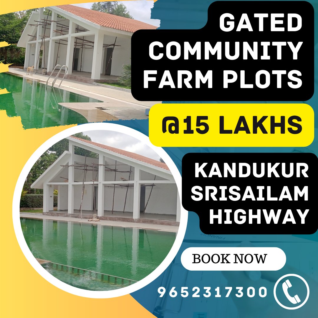 Enjoy Weekends @ our farms near Hyderabad - Own 1 Gunta farm plots @ 15 lakhs and enjoy gated community amenities - Kandukur Srisailam Highway - call - 9652317300 #realestateinvesting #farming #Hyderabad #Telangana #India #trending2023