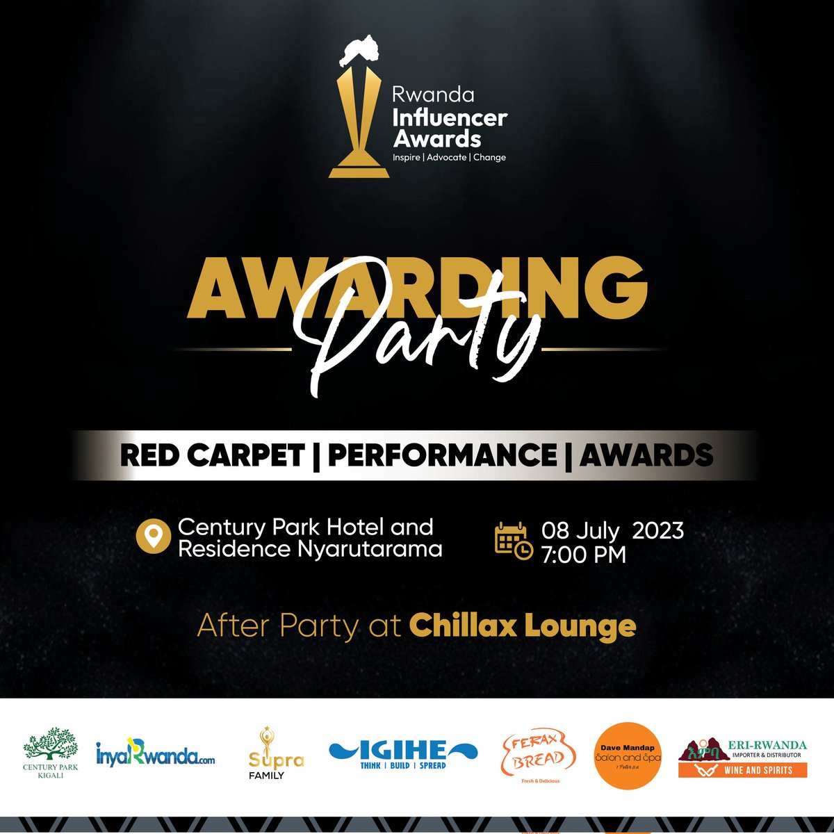 Rwanda Influencer Awards is here!  Mark your calendars for July 8th and head to <a href="/CenturyKigali/">..</a> where you will walk the red carpet, enjoy incredible performances, and see your favorite influencers receive their well-deserved awards.