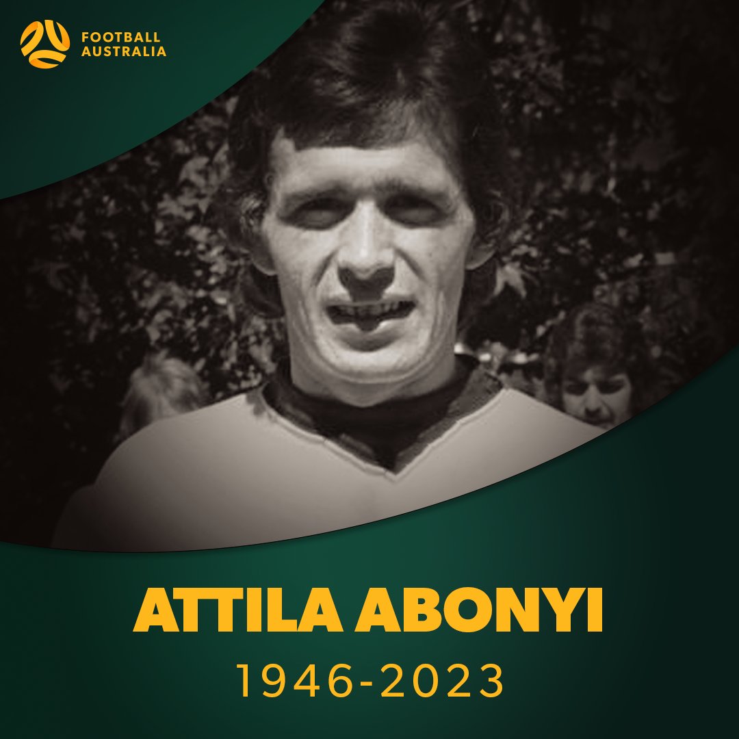 Socceroos's tweet image. Today, we lost another of our great pioneers. 🙏

Attila Abonyi scored 25 goals in 61 'A' Internationals and pulled on the green and gold 89 times in total. 

The Hungary-born striker is our fifth-highest goalscorer of all time and was a member of the squad that travelled to our…