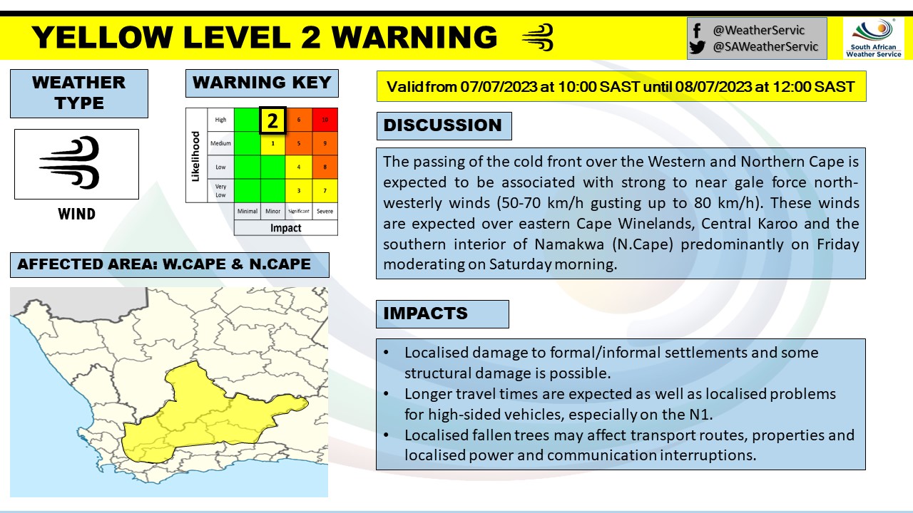 SA Weather Service on Twitter "Yellow level 2 warning for wind is