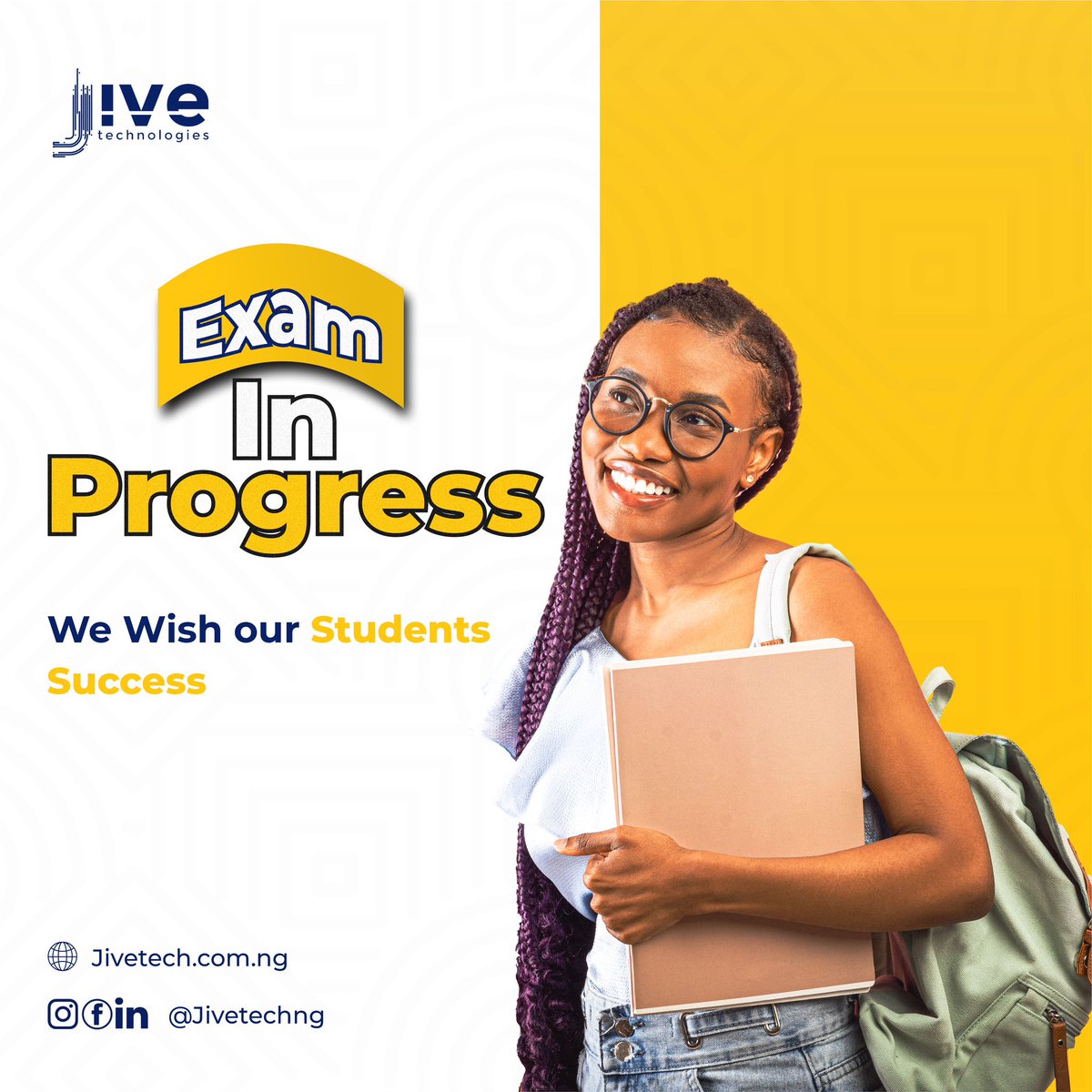 Jivetechnologi2's tweet photo. As the term/ session comes to an end Jive Technologies is wishing all students success in their examination.

#choosejive #jivetech #educationmatters #edtech #schools #schoolmanagement #schoolsinnigeria #technology #basiceducation #edumtech #universities #learning #software https://t.co/lU6Z8Hf8hs