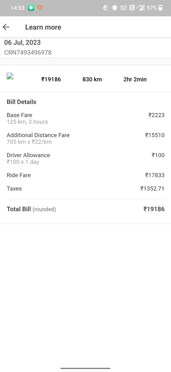 poojamitra88's tweet photo. @ola_supports How is it possible to cover 800kms in 2 hours? Charging me 20k for a ride that should cost 2500 is cheating customers. On top of that, there is no way to talk to your support team, as you are not allowed to even talk to any support team. Harassing customers. https://t.co/em8pZ6AYyM