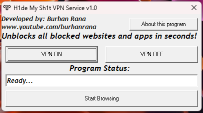 burhangee's tweet image. My own #VPN service app written in #VB6. Works on Windows 11 and 10. Other #Windows versions are not tested. Check out the attached app screenshot for Key Features.
DL: bit.ly/HMS_VPN
(Name may change later)