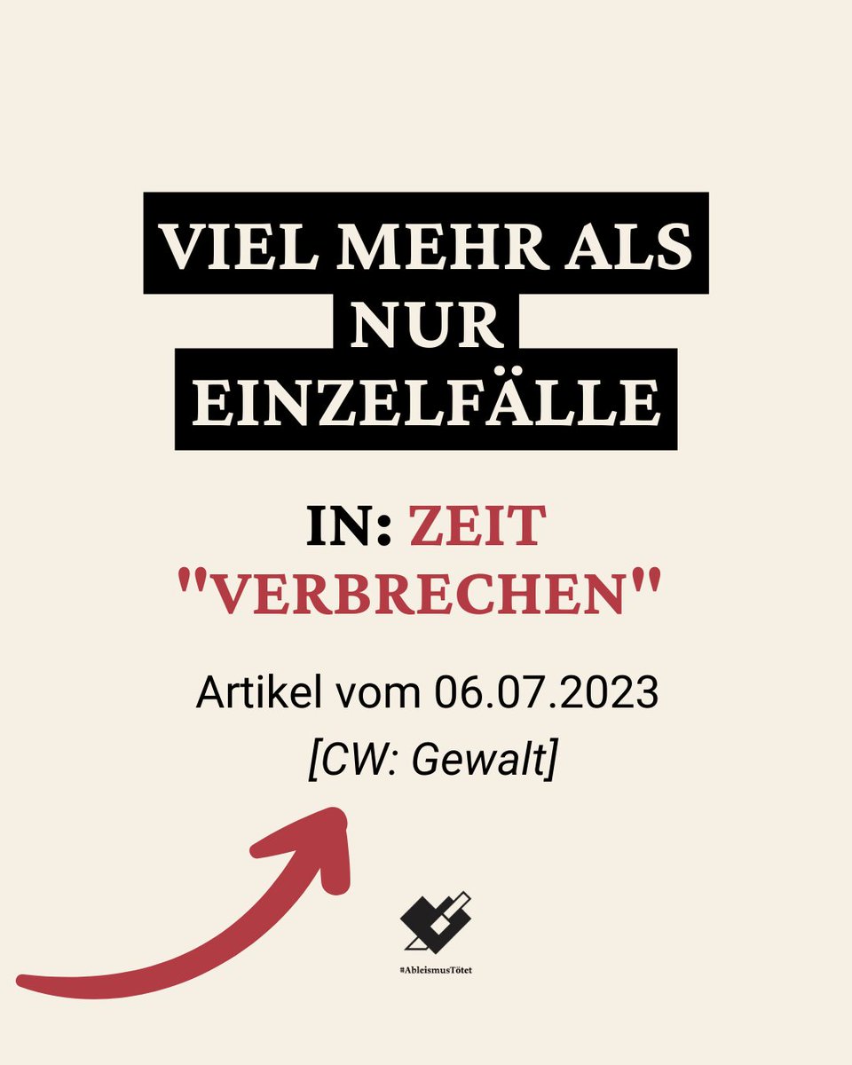 AbleismusToetet's tweet photo. “Viel mehr als nur Einzelfälle” - so titelt heute die Zeit in der Rubrik “Verbrechen” der Druckausgabe vom 06.07.2023. https://t.co/v51T2g99Wy