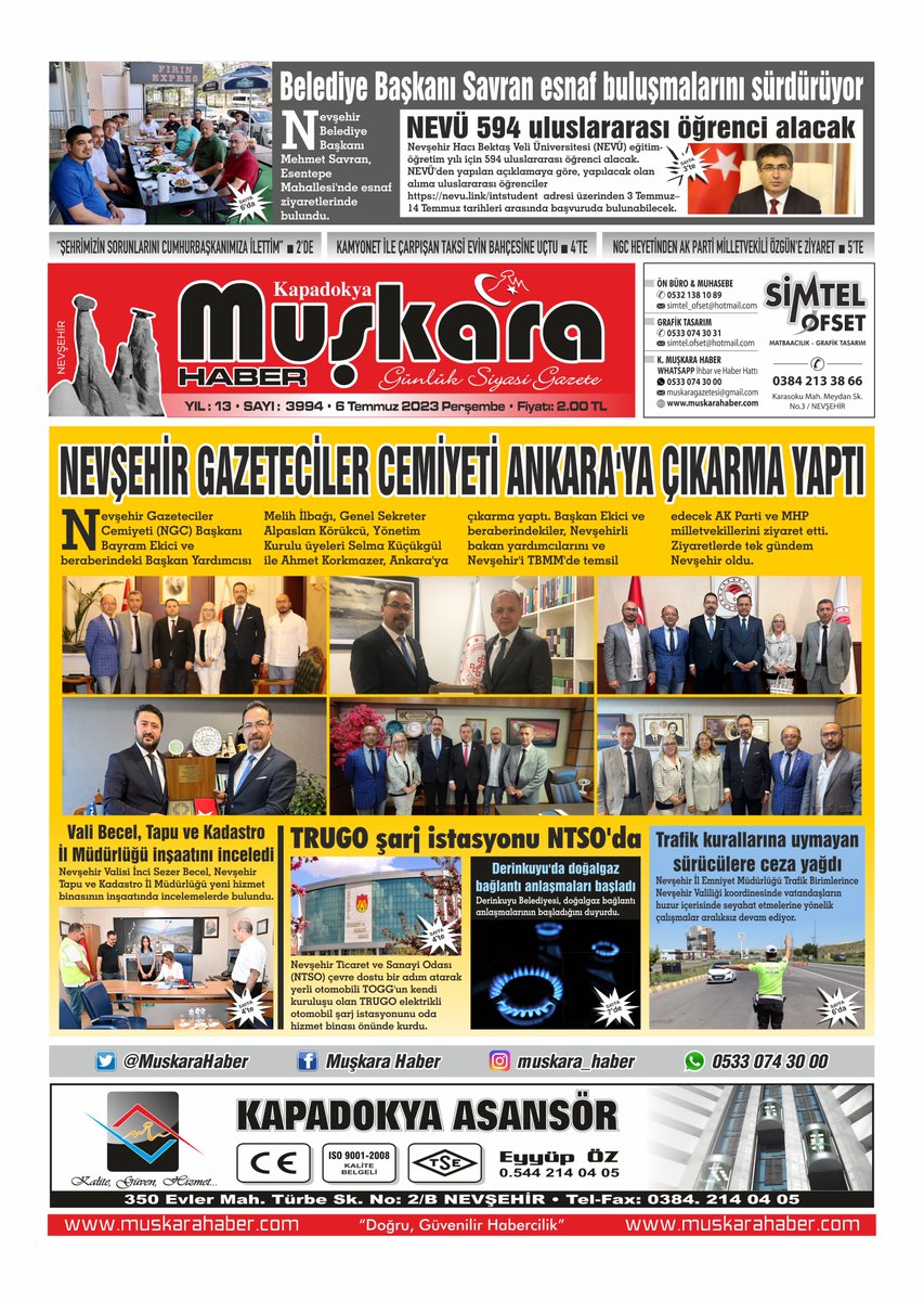 Bugünkü gazetenizi okumayı unutmayın 📸🖊️
<a href="/nevsehirvalilik/">T.C. Nevşehir Valiliği</a> <a href="/nevsehir_bel/">Nevşehir Belediyesi</a> <a href="/bekirgizligider/">Ebubekir GİZLİGİDER</a> @Sozgun50 <a href="/Emre_Caliskann/">Emre Çalışkan</a> <a href="/PrfDrFilizKilic/">Prof. Dr. Filiz KILIÇ</a> <a href="/mehmetsavran50/">Mehmet Savran 🇹🇷</a> <a href="/semihaktekin/">Semih AKTEKİN</a> <a href="/kemikkiranali/">Ali Kemikkıran</a> <a href="/BayramEkici50/">BayramEkici</a> <a href="/Tevfikekc/">TEVFİK EKİCİ 🇹🇷</a> <a href="/AlpaslanKorukcu/">Alparslan Körükcü</a> <a href="/nevukurumsal/">Nevşehir Hacı Bektaş Veli Üniversitesi</a> <a href="/baksoy50/">Bülent AKSOY</a> 

muskarahaber.com/egazete/6-temm…