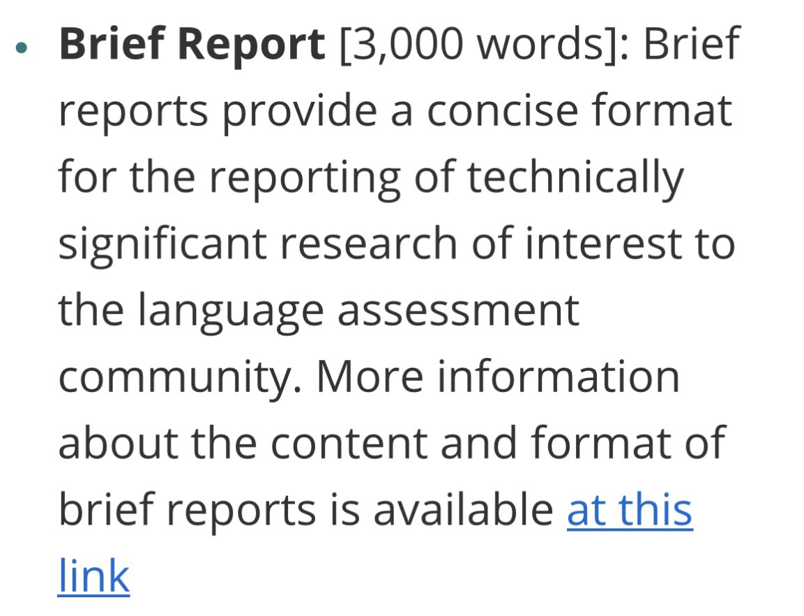 Did you know that <a href="/LangTestJournal/">Language Testing</a> publishes 3000-word Brief Reports? Authors working in #languagetesting #assessment who want concise reporting option need look no further. Brief reports are managed by our brilliant Associate Editor, <a href="/rsuvorovus/">Ruslan Suvorov</a>. Details: journals.sagepub.com/author-instruc…
