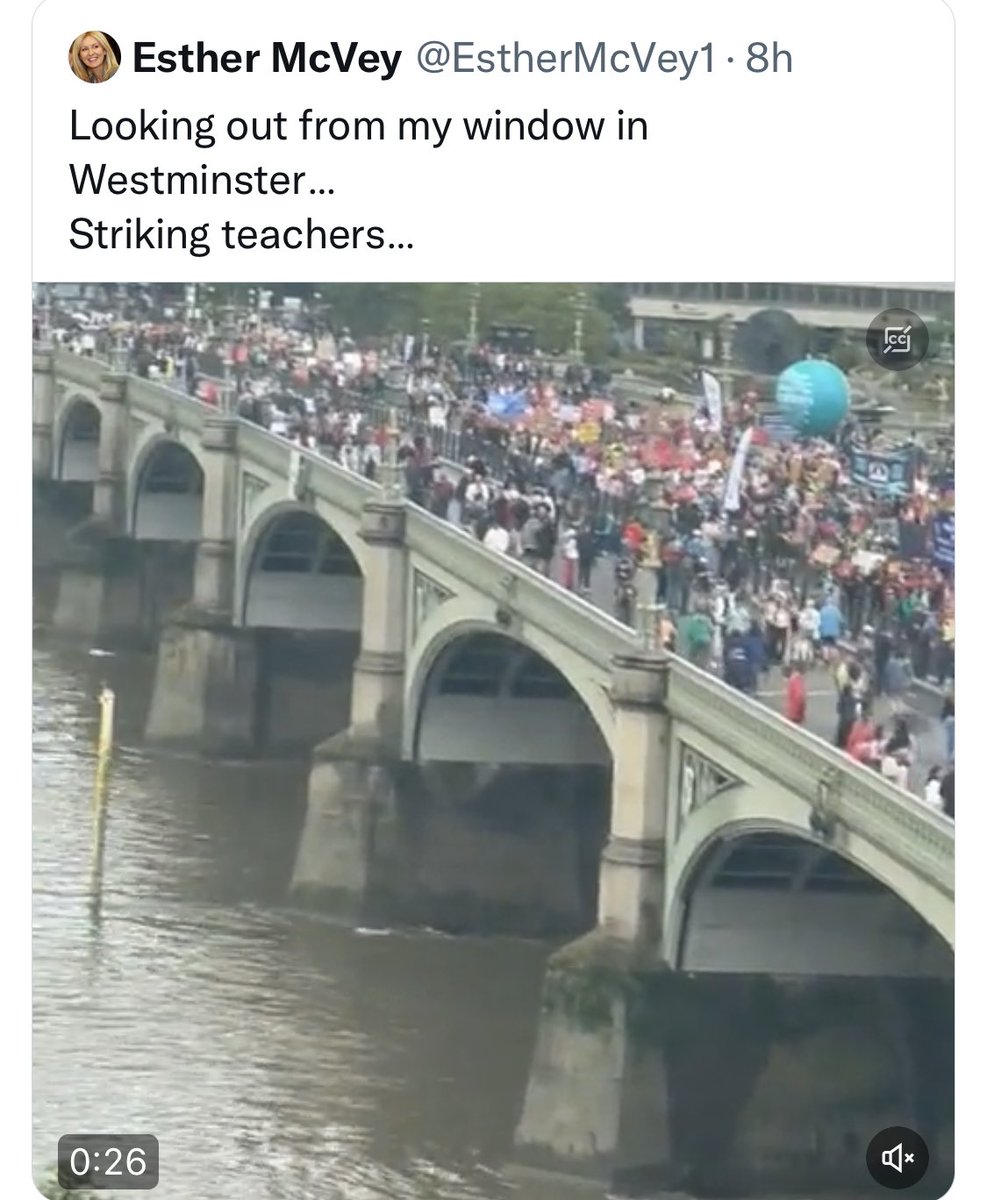 GB ‘News’ presenter and occasional MP, McVey, gawps at teachers striking and Andrea🖕Jenkyns wonders why they can’t strike in the school holidays. Neither of these pea-brained culture war warriors seems to understand that public sector strikes are evidence of their own failure.