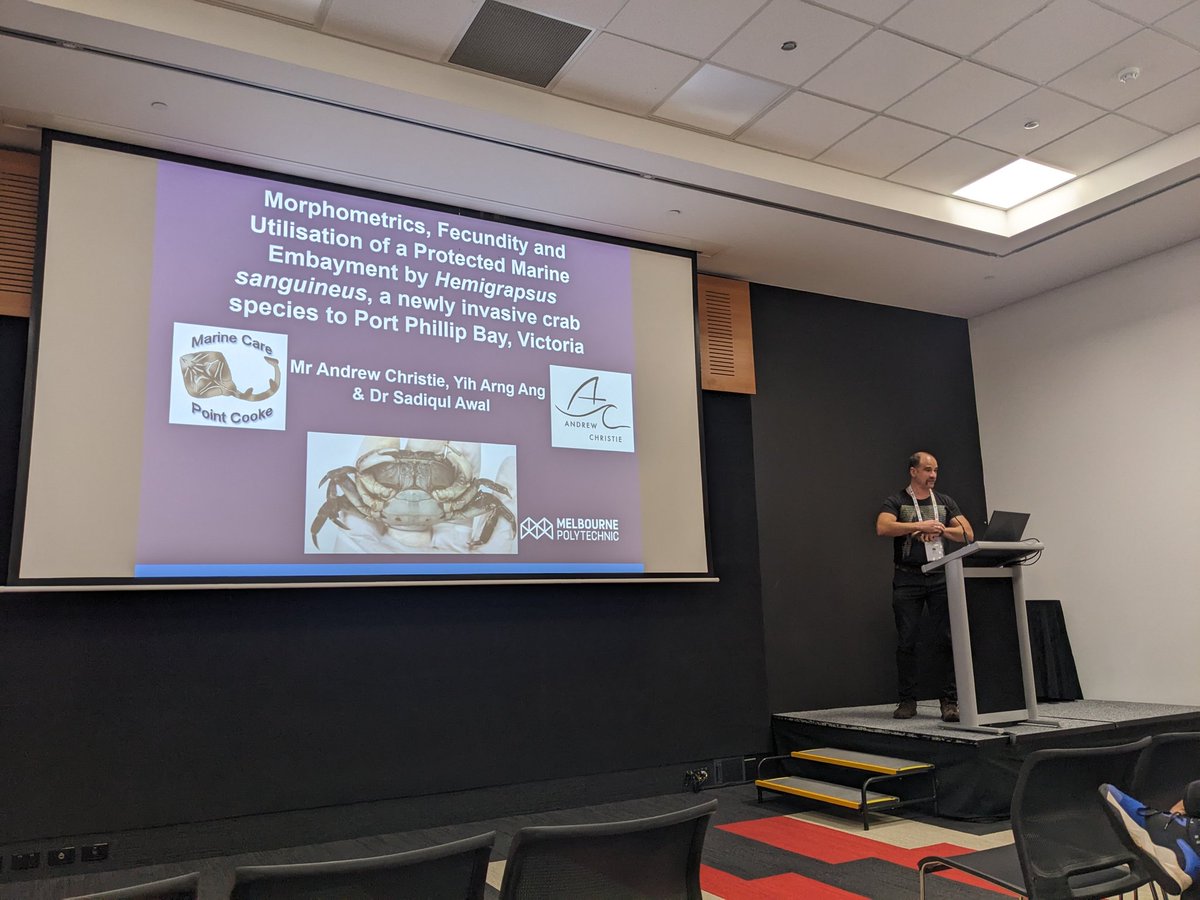 Another great talk by our secretary @AndrewChristie4 about a recently detected #invasive species in a protected marine park in Port Phillip Bay. #AMSA2023 @AMSAconf