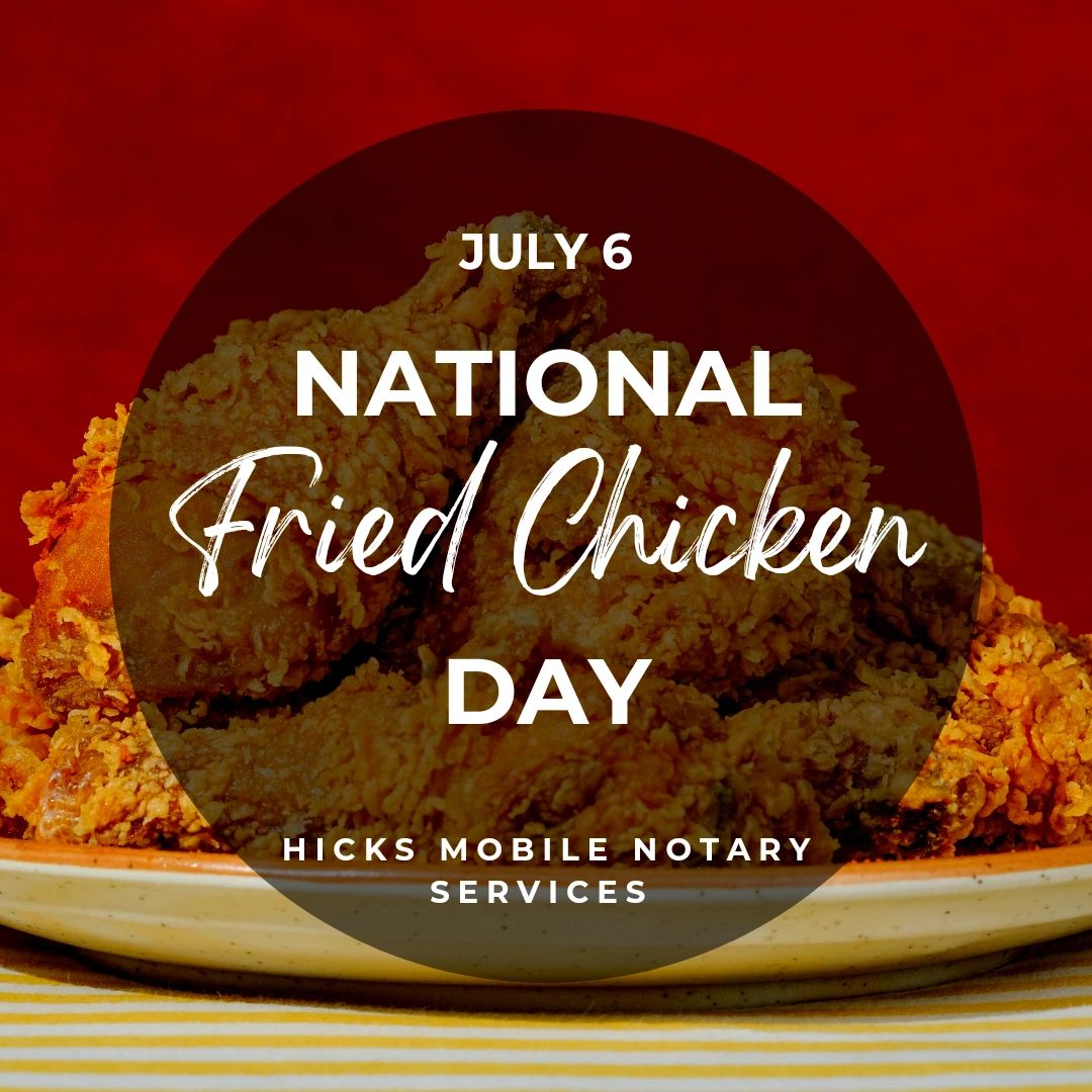Happy National Fried Chicken Day🎉🍗
Who makes your favorite fried chicken?

Hicks Mobile Notary Services will come to your favorite fried chicken spot to notarize your docs. 
hicksnotaryservices.com
#NationalFriedChickenDay #ProfessionalNotary #ElopementWeddings