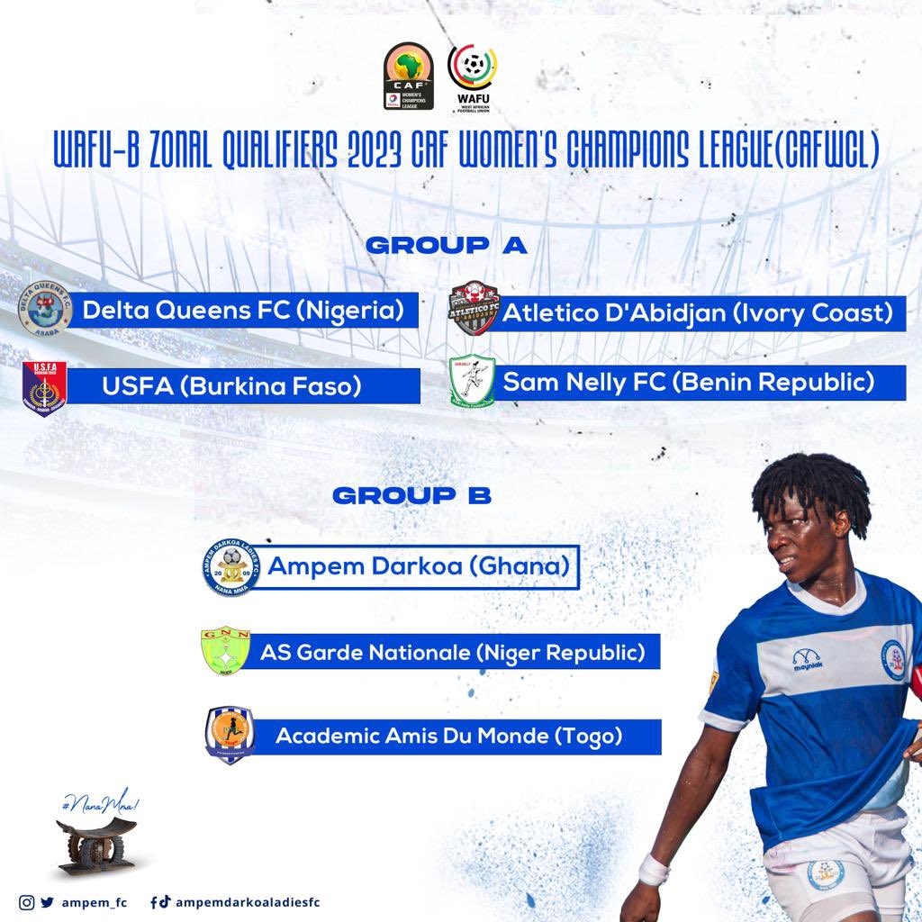 ampem_fc's tweet photo. We’re in group B with two other clubs.

💃🏾 Let’s go ladies !

#NanaMma!👑💙🤍 https://t.co/5UVLBcLTL0