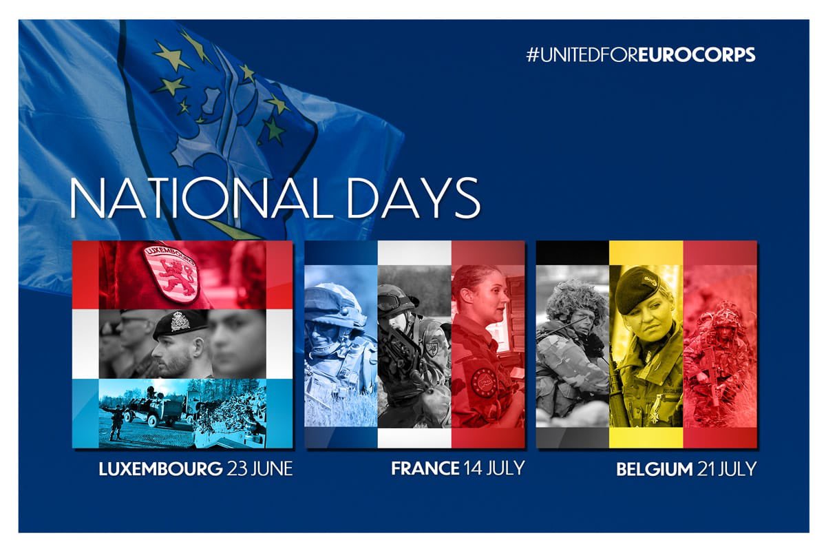 Today, 3 framework nations 🇧🇪🇫🇷🇱🇺 of #EUROCORPS celebrate their National Day at a joint event with their #allies and distinguished guests from @strasbourg ! #UnitedForEUROCORPS