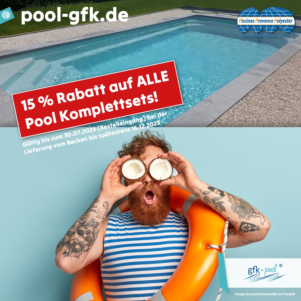 Jetzt 15% Rabatt auf alle Pool 🌊Komplettsets sichern! 💪 Und bis 30.07.2023 richtig sparen! Mehr Infos auf pool-gfk.de#pool #poolbau #gfk #gfkpool #sommer #freibad #schwimmen #erholung #baden #wasser #schwimmbad #schwimmbecken #komplettset #reduziert #rabatt