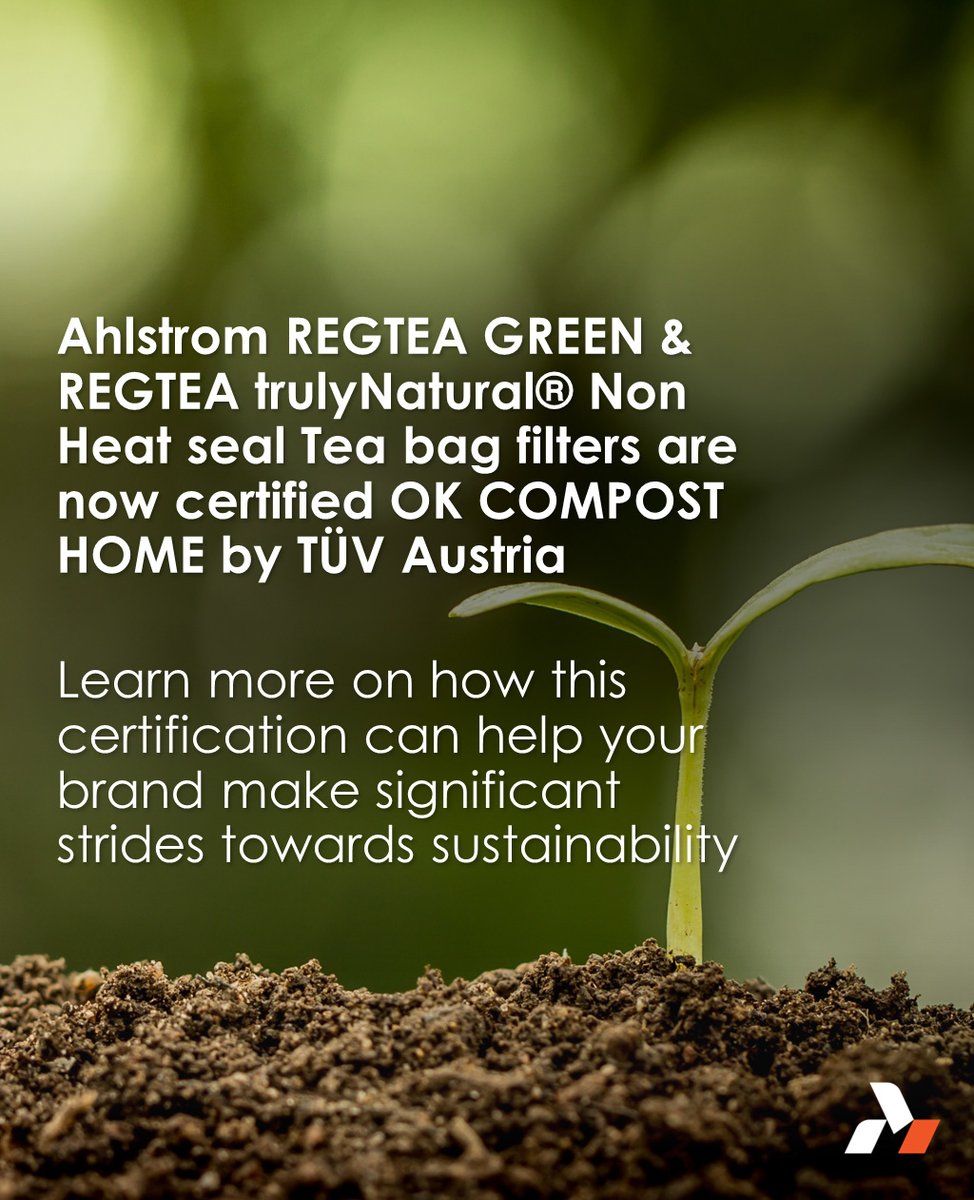 Struggling to meet your brand's sustainability targets for packaging?📦Our non-heat seal tea filter range, produced on the cutting-edge PM30 machine, just received the OK Compost Home certification from TÜV Austria! ♻️🏆 

Read the full release: ahlstrom.com/Media/releases…