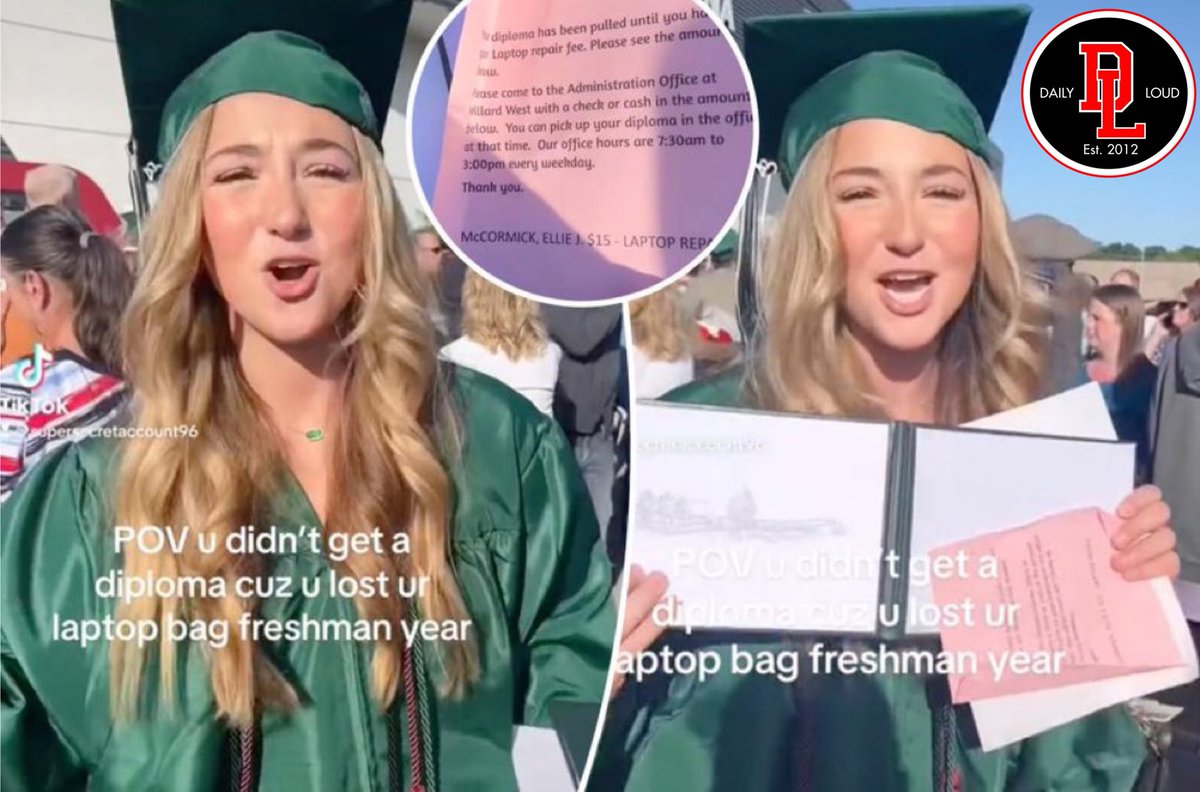 A High school student was denied her diploma over $15 laptop repair fee from her freshman year 😳