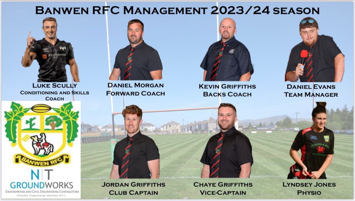 BanwenRFC's tweet photo. 📢Club Announcement 📢

Banwen RFC are proud to confirm the management group for the 2023/24 campaign. 

Forwards Coach - Dan Banwen 

Backs Coach - Kev Griffiths 

Team manager - Dan Evans 

Physio - lyndsey Jones

Conditioning/Skills coach - Luke Scully
#UppaBlackDragons
#158 https://t.co/jPPu70tkYJ