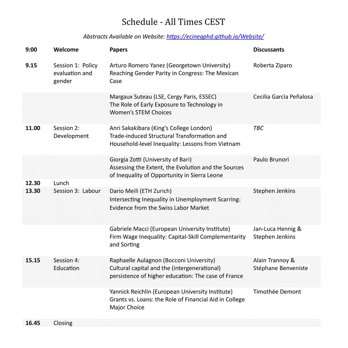 Let the ECINEQ PhD Workshop start! Today we have 8 top presenters and discussants on Inequality! Feel free to join us here: univ-amu-fr.zoom.us/j/8147522993