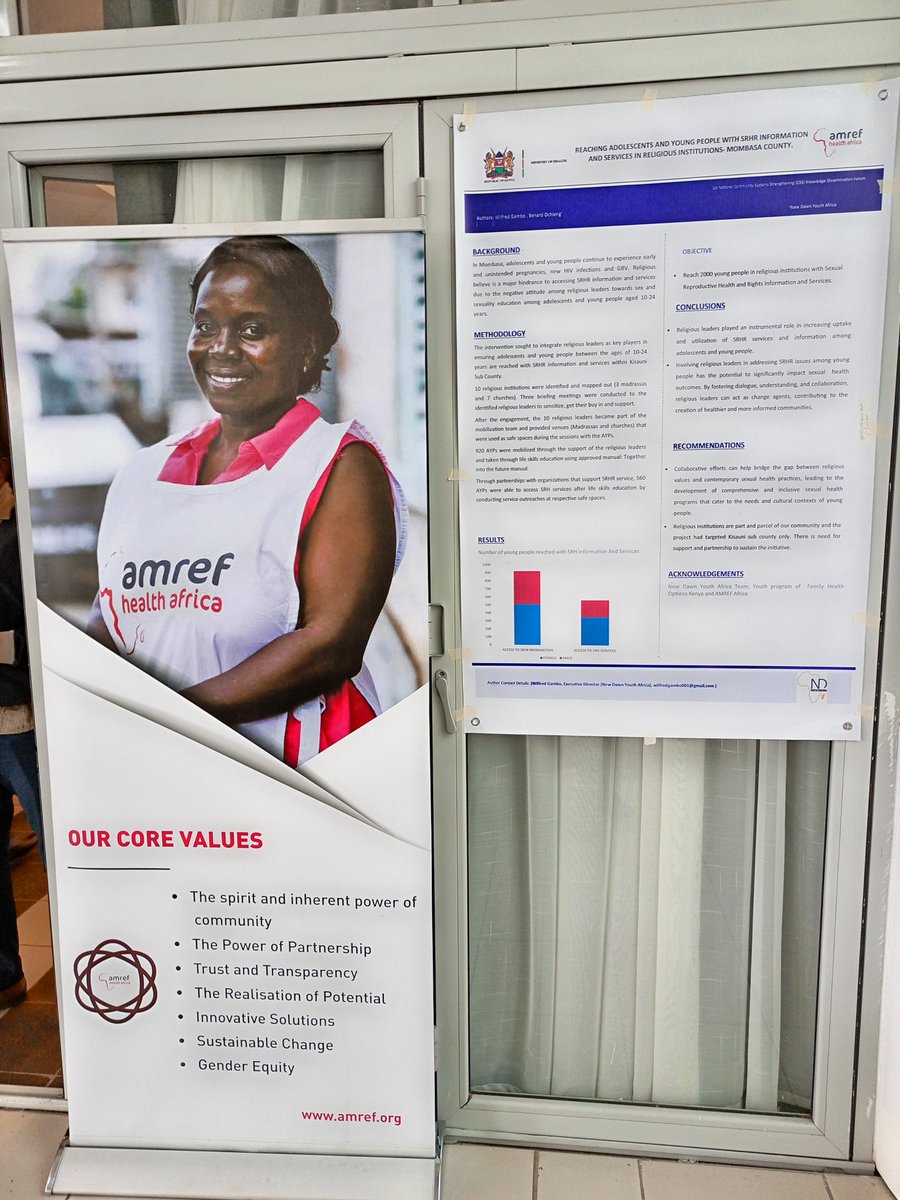 NDYA_KE's tweet photo. New Dawn Youth Africa's Poster Presentation has been displayed today at the 1st National Community System Strengthening Forum by @Amref_Kenya
#AmrefCSSForum2023
#CommunitiesAreTheChange https://t.co/UrLz05nrz8