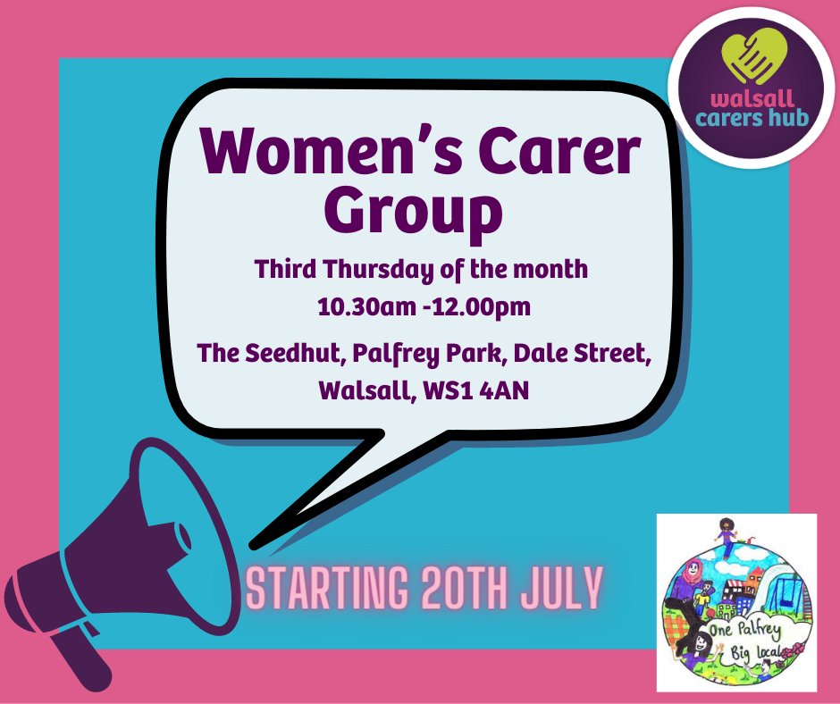 We are excited to introduce our first Women's Carers Group hosted in partnership with One Palfrey.

Connect with other Carers who understand what you are going through. A great way to meet like-minded people &amp; share experiences in a supportive environment.

#WalsallCarers