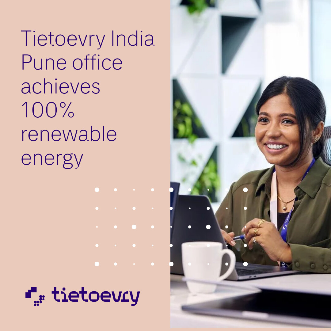 We are pleased to announce that Tietoevry's Pune office started operating on 100% renewable energy from Jan 23. We have taken proactive &amp; responsible measures to reduce our #environmentalimpact globally.
Read about #sustainability initiatives in India: bit.ly/44yhngc.