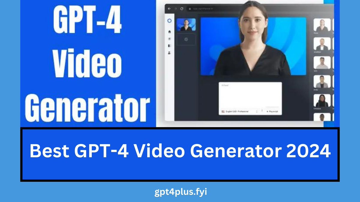 Gpt4Plus's tweet image. Discover the power of the Best GPT-4 Video Generator 2024 in revolutionizing content creation. Generate high-quality videos effortlessly and efficiently. Save time, enhance creativity, and cater to various industries.

gpt4plus.fyi/best-gpt-4-vid…