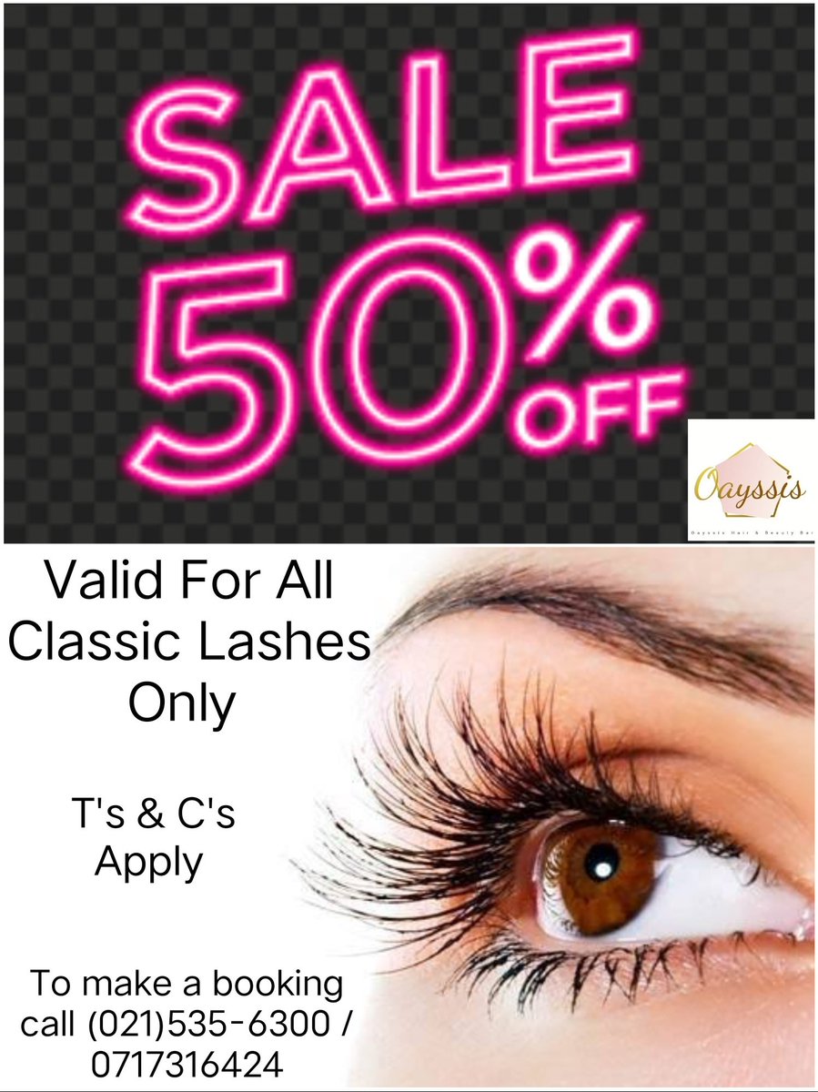 OayssisB's tweet photo. Winter Special!
Full Set of Classic Lashes @ 50% OFF!
T's and C's Apply
#classiclashes
#classiclook #lashextensions #lashes #sale #50percentoff #halfprice #eyes #beautysalon #hairandbeauty #weddings #matricdance #extentions #supportsmallbusiness #SmallBiz #capetown #SouthAfrica https://t.co/GWMLn0MlG4