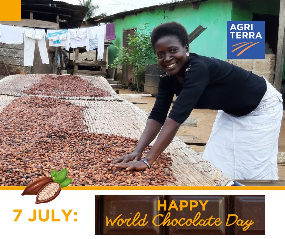 Today we celebrate #𝗪𝗼𝗿𝗹𝗱𝐂𝐡𝐨𝐜𝐨𝐥𝐚𝐭𝐞𝐃𝐚𝐲 🍫
Agriterra works with cacao cooperatives in several countries. Our ambition is to improve their business operations and distribution in the market with our peer-to-peer approach. For strong agricultural cooperatives! 💪