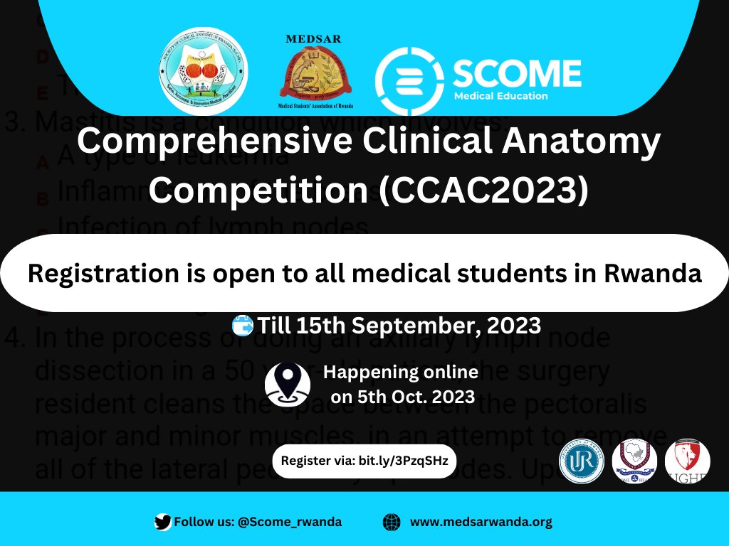 🚨 Dear medical students;
Here's an opportunity to boost our medical education.
Get registered and work on your preparations to make it in the top three winners who will get precious awards.
Registration link: bit.ly/3PNqIMO

#AnatomyEducation 
#2ndAnatomyAnnualCongress