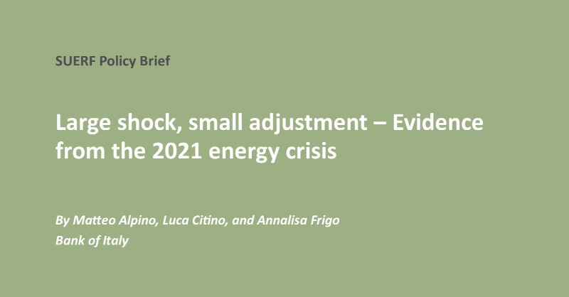 suerf_org's tweet photo. #SUERFpolicybrief "Large shock, small adjustment – Evidence from the 2021 energy crisis" by Matteo Alpino, Luca Citino, and Annalisa Frigo, @bancaditalia

#EnergyCrisis #PriceElasticity #EnergyDemand