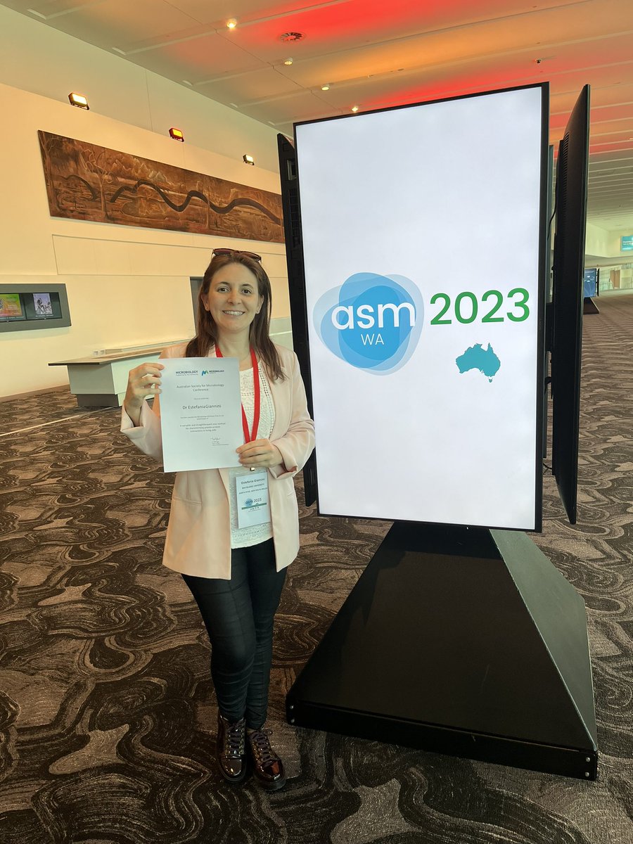 What a great week at the #ASM2023 conference in Perth!

I was awarded with the Microbiology ECR Poster Prize 🏆🎉
Thanks to the @AUSSOCMIC and the judges!
A big thanks to my supervisor @BriarLlo, Ian Paulsen, the @ARC_CoESB and the amazing Synbio group at Macquarie Uni @mqnatsci