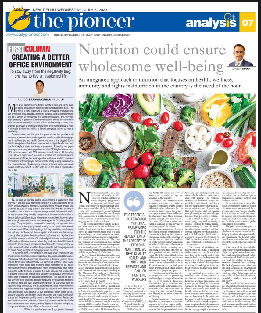 dineshkumarsood's tweet image. Read my latest article published in The Pioneer, where I discuss how nutrition holds the key to a healthier future for India. Let&apos;s unite in promoting a comprehensive approach to health and wellness and addressing malnutrition. Check out the article now! @NSDCINDIA #nsdc #pmo