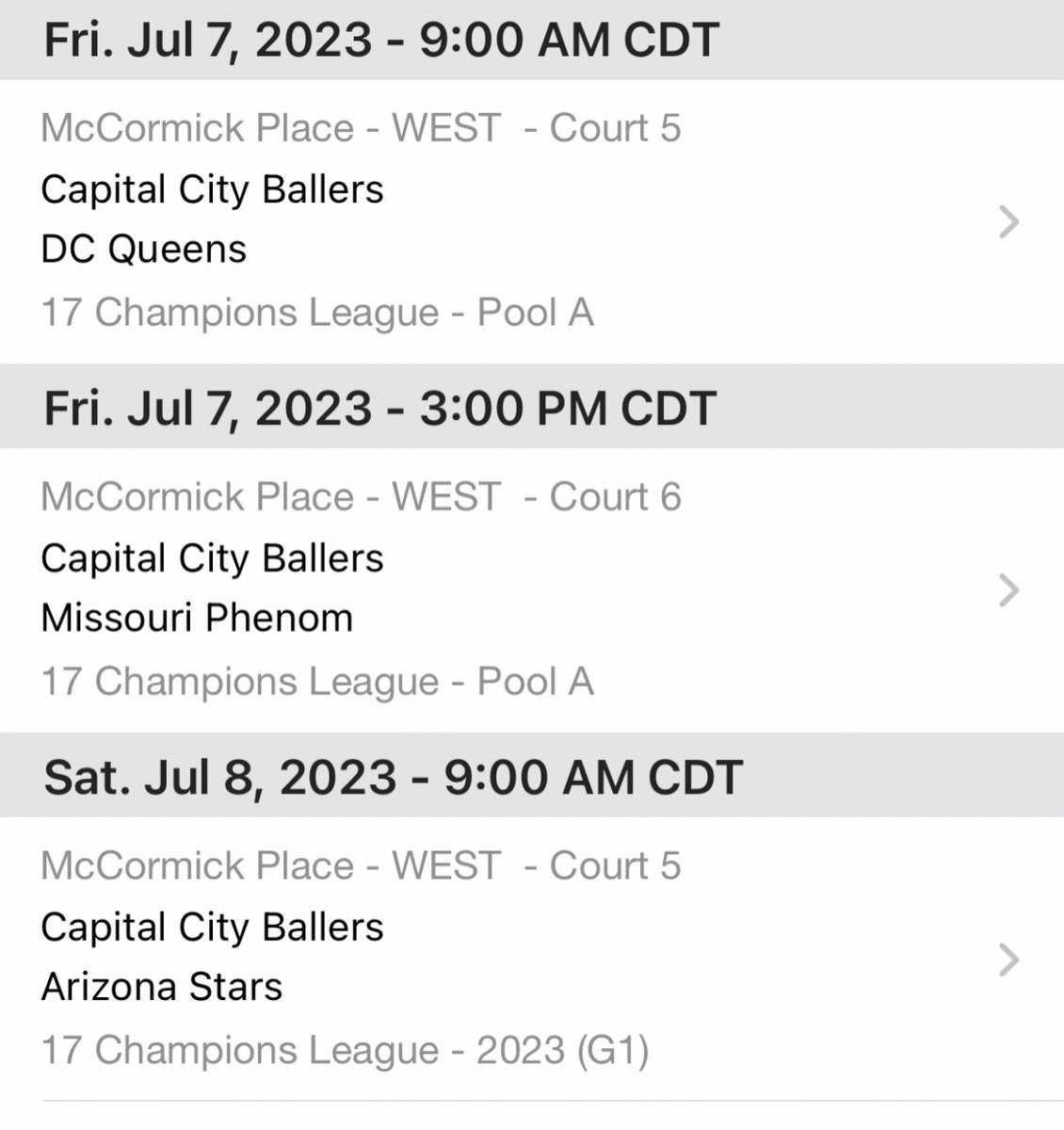 I’m looking forward to playing this week! I will be playing in Chicago, here is my schedule. 
Cap City Ballerz 2024