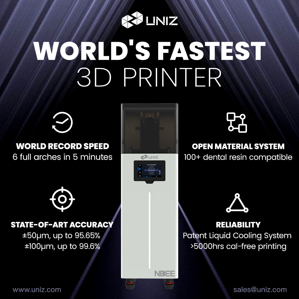 UNIZTechnology's tweet photo. NBEE- the world's fastest 3D printer! 🥳

Trust us to deliver high-quality products with speed and precision for all your 3D printing needs.

🌐learn more: https://t.co/Qj7aOtQHdX
✅contact us: sales@uniz.com
#NBEE #UNIZ #dentists #fastest3dprinter #digitaldentisty #3dprinter https://t.co/dPgecX7hzZ