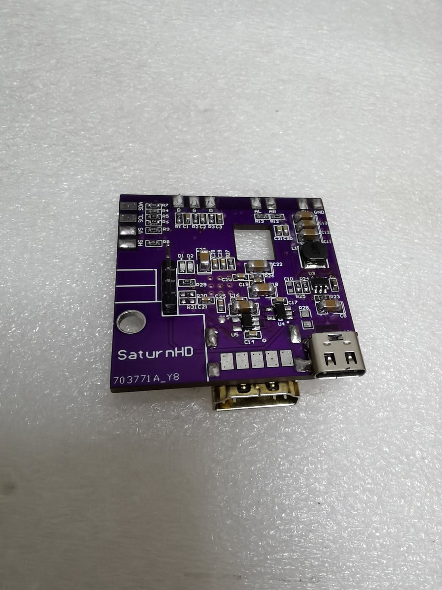 tpu9527's tweet photo. My Saturn HDMI mod. But this version dont work:(
I cant get support from chip manufacture. I'll use ADC+FPGA in next version. https://t.co/dILJX1oxBx