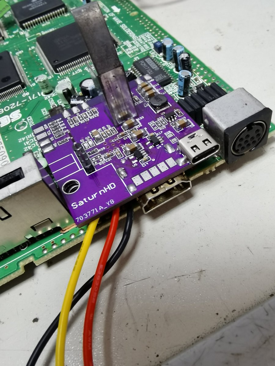 tpu9527's tweet photo. My Saturn HDMI mod. But this version dont work:(
I cant get support from chip manufacture. I'll use ADC+FPGA in next version. https://t.co/dILJX1oxBx