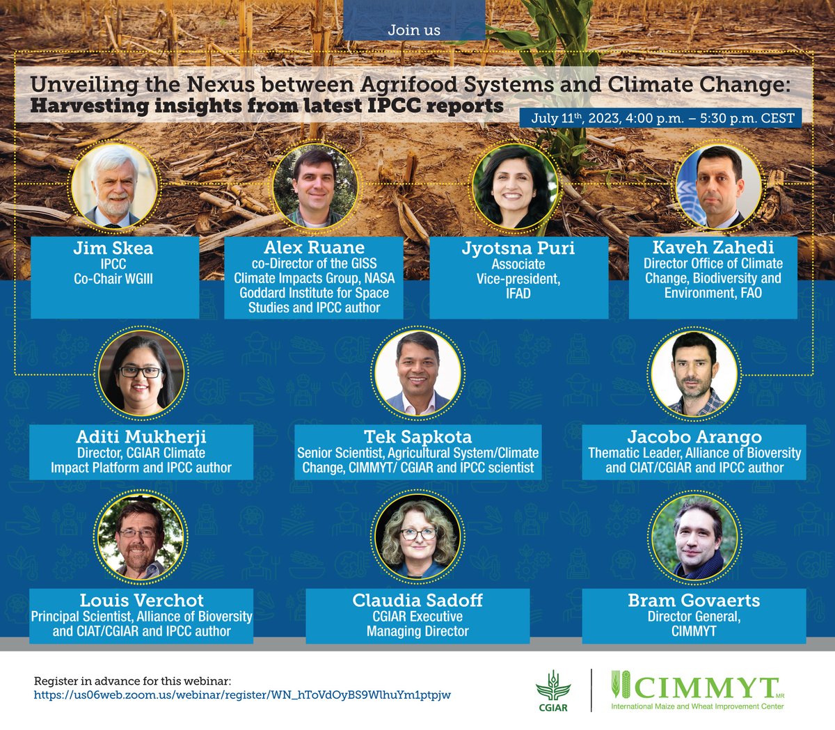 CGIAR's tweet photo. Agriculture and food systems are already impacted by #ClimateChange, and adaptation is urgent. Learn more in this #webinar hosted by @CIMMYT and @CGIAR, featuring @IPCC and international experts.

📅 July 11, 2023, 4pm CEST
🔗 https://t.co/Jrm7Asu5WZ https://t.co/PRqV0hoUnp