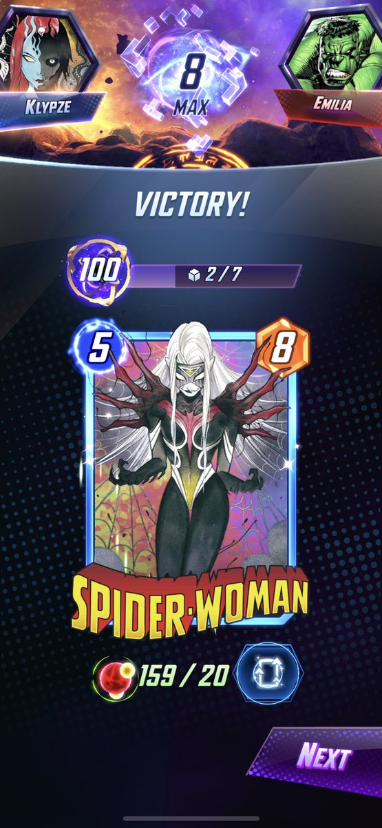 Klypze's tweet photo. That was quick. Hit infinity with the same deck as last time with a few changes.

#MarvelSnap #marvelsnapdecks https://t.co/3Yh2Gahcn5
