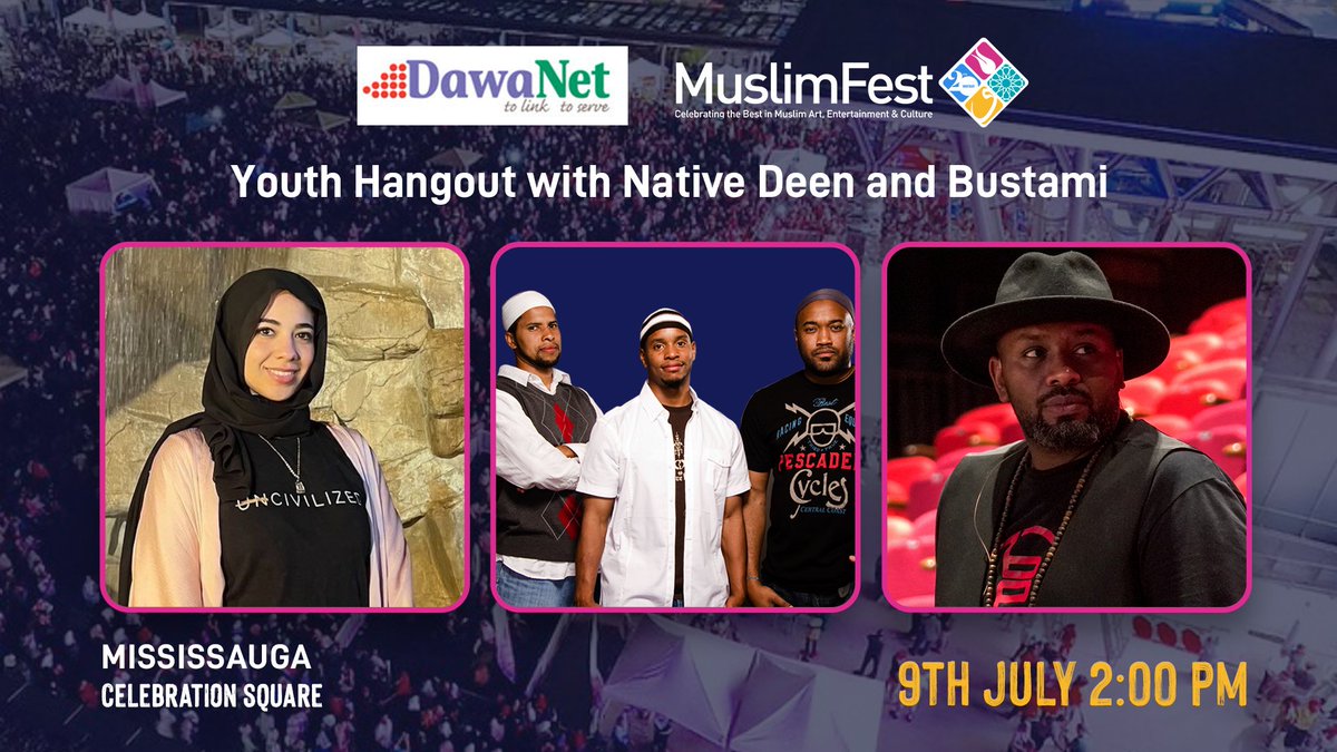 Join the ultimate Youth Hangout with Native Deen and Bustami at MuslimFest! 🎉🎤

This exciting event brings together Muslim youth from all over for an unforgettable evening of fun, friendship, and inspiration.

Don't miss this amazing opportunity to make new friends, explore