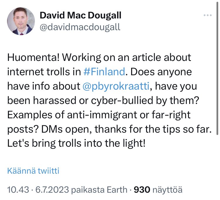pbyrokraatti's tweet photo. Kuvaisiko @JSNtiedottaa mitä journalistin ohjeet sanovat journalistin aseman käytöstä omien henkilökohtaisten kaunojen kostamiseen lehden sivuilla? 

Kuulostaa siltä, että tulossa on aggressiivinen loanheitto-artikkeli, jossa yritetään leimata klassisen liberalismin edustajat "äärioikeistoksi".